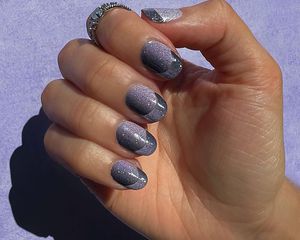 Illusion French manicure in shades of purple