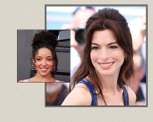The singer Tinashe (left) and the actor Anne Hathaway (right) wearing bouffant hairstyles
