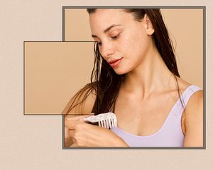 woman combing hair with crystal comb