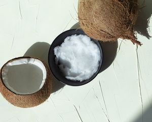 Coconut oil and coconuts.
