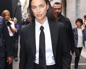 Irina Shayk in a suit and tie