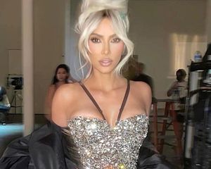 Kim Kardashian with her glam barbie updo
