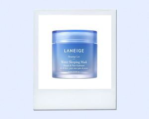 Laneige Water Sleeping Mask on polaroid with blue background