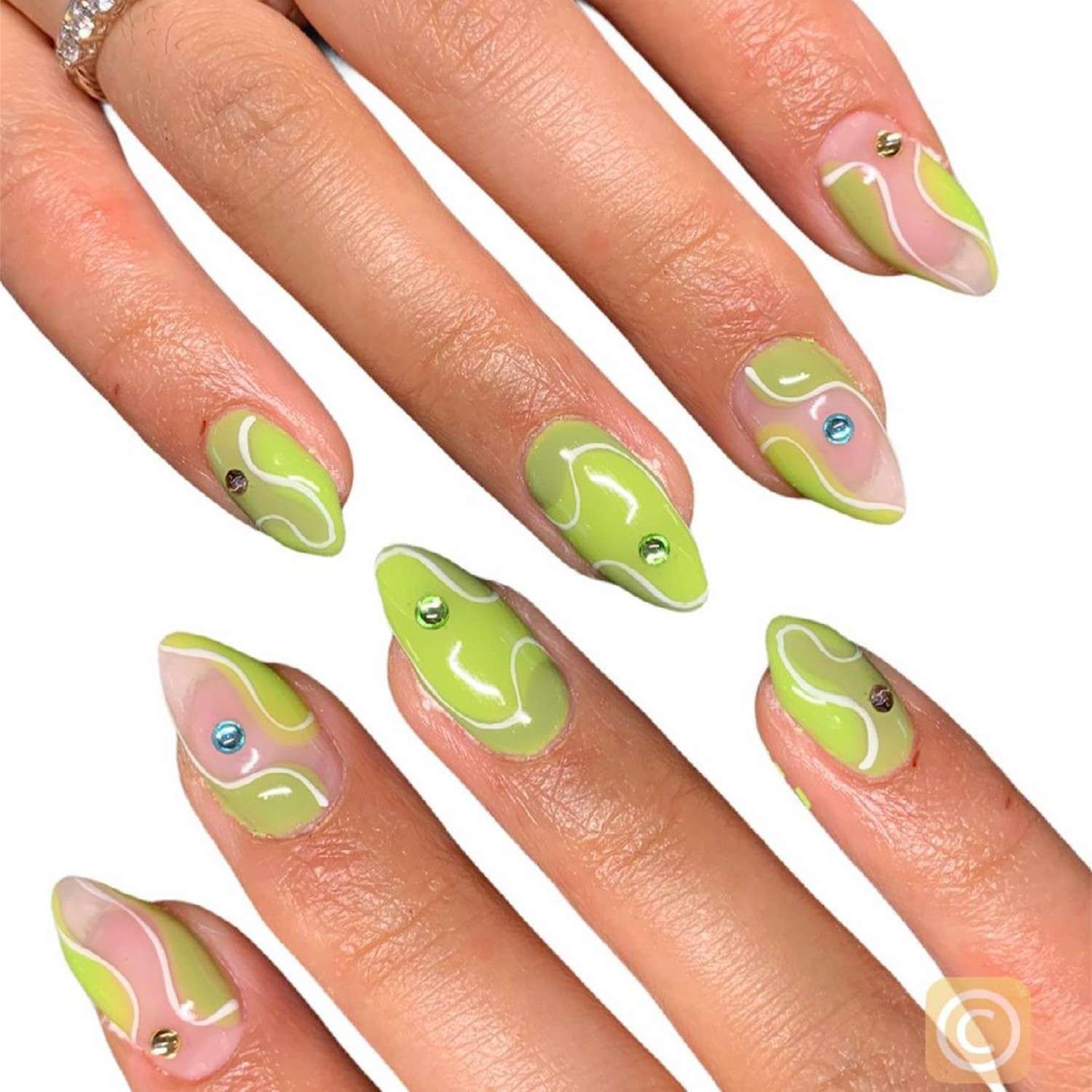 Pistachio Gemstone Nails