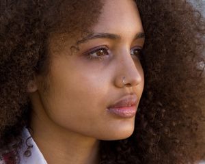 woman with curly hair