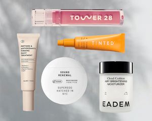 Beauty products from Tower 28, Live Tinted, Superegg, Allies of Skin, and Eadem
