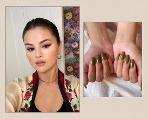 Selena Gomez wearing olive green nails