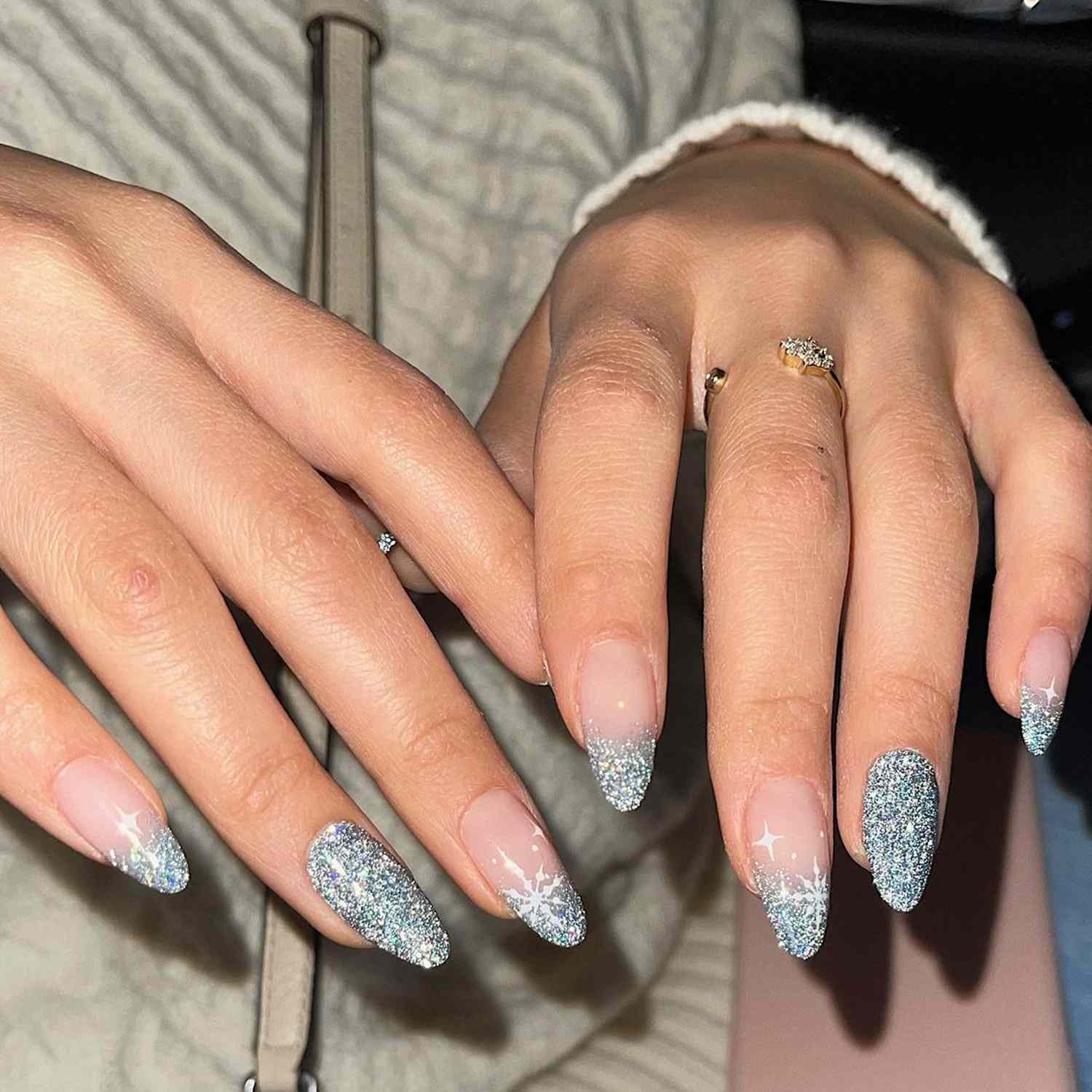 Shimmering Snowflake Nails
