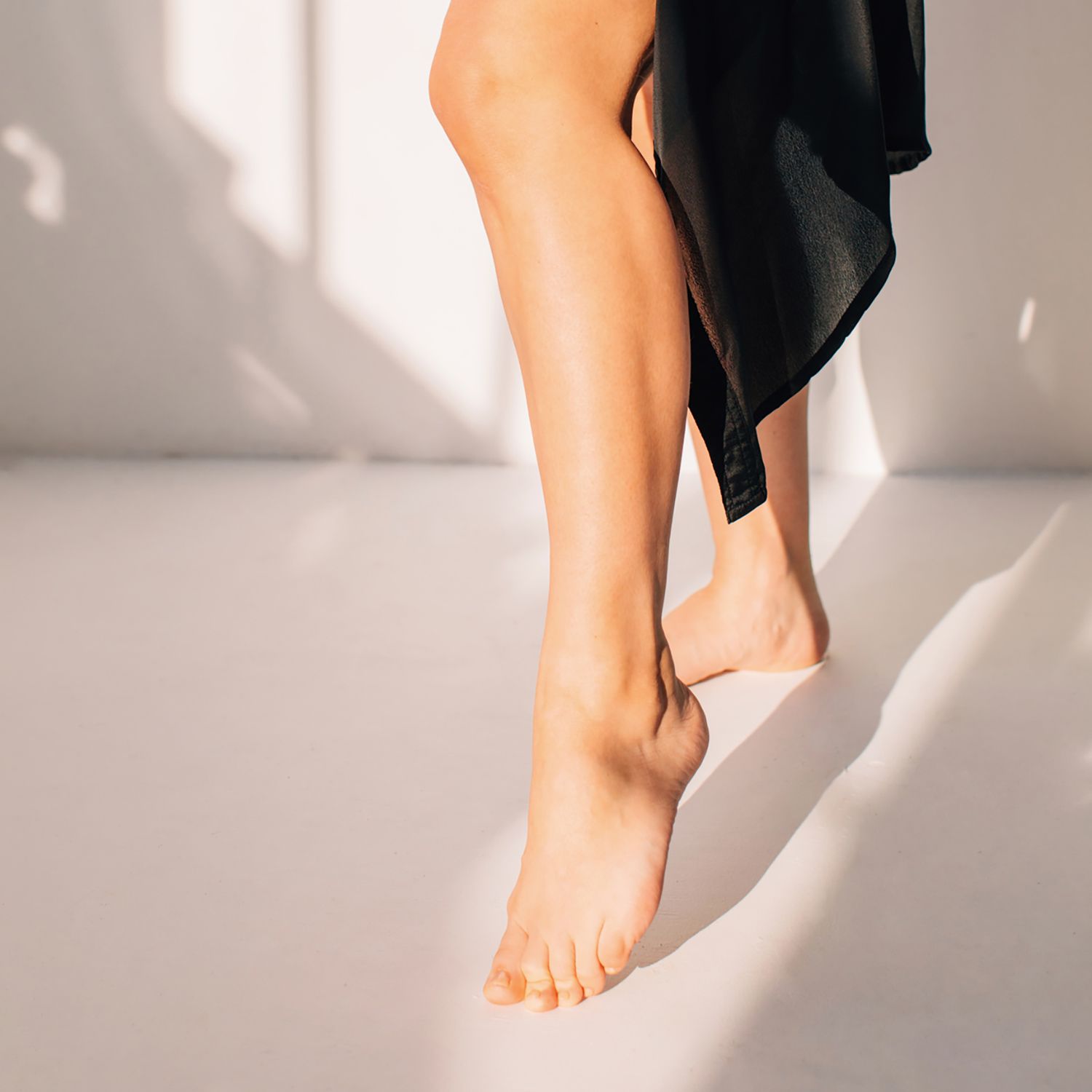 Close up of a woman's smooth lower leg