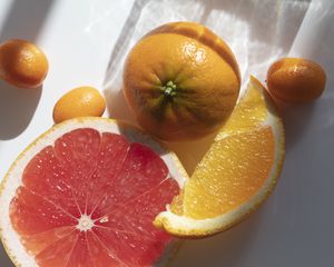 Citrus fruits on a white background.